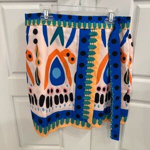SHEIN Blue and Orange Patterned Skirt